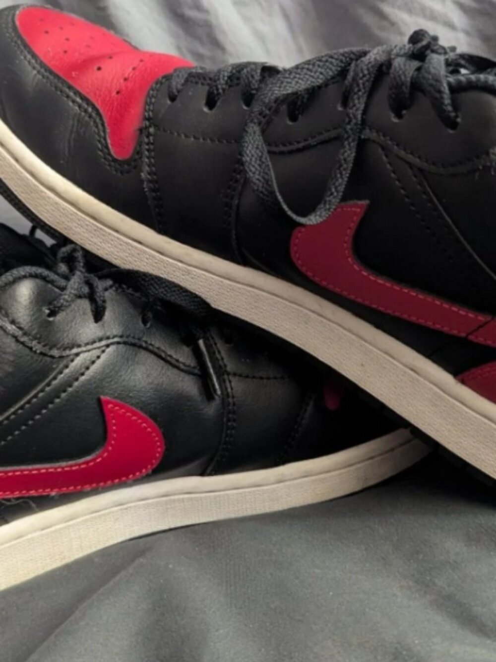 Nike Air Jordan 1 Low Reverse Bred Black Gym Red 553558-606 Men's Size 12